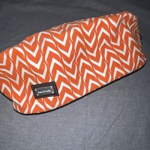Ame & Lulu Cosmetics and Travel Bag Clutch Orange White Chevron New